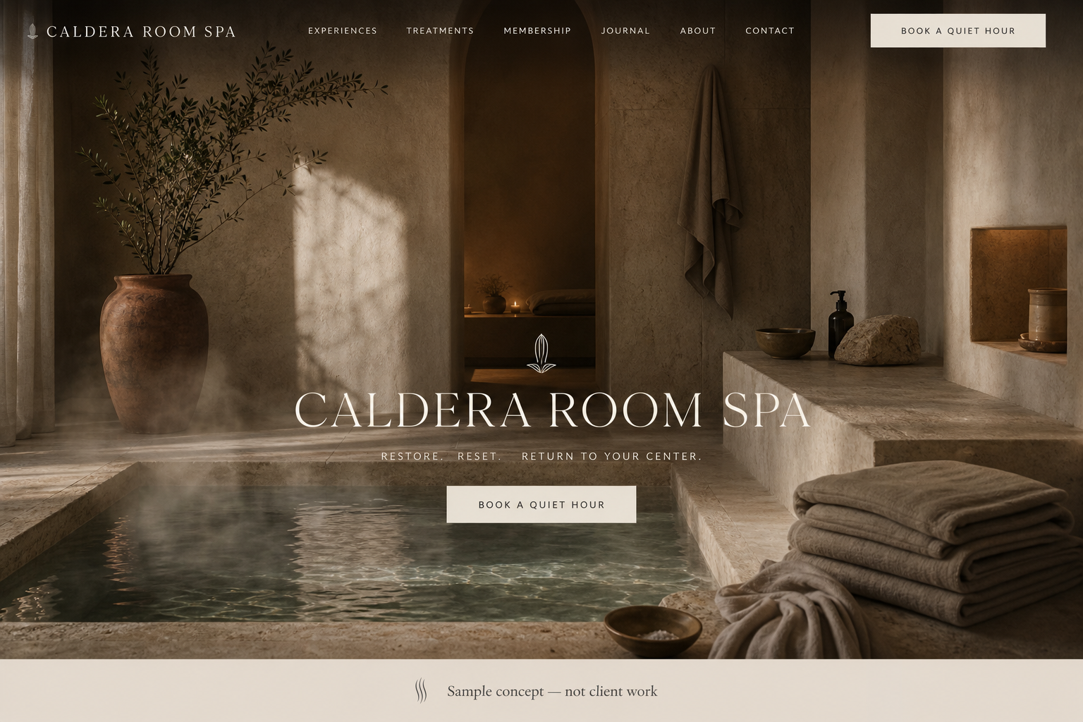 Caldera Room Spa sample landing page concept